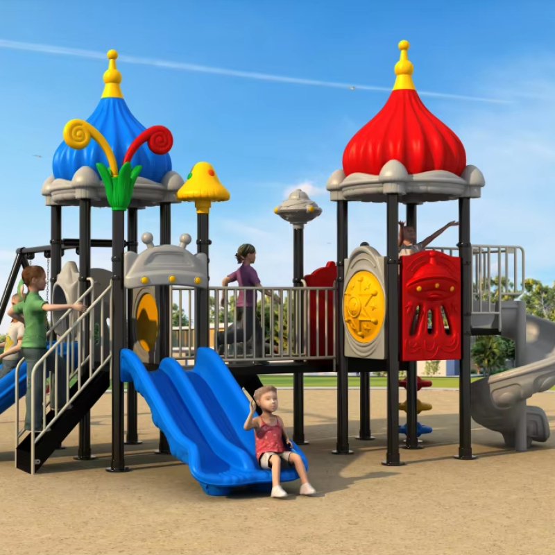 2025 Cute Combined Animal Outdoor Playground Equipment Plastic Metal Slide for Kids in School & Resort Hotels