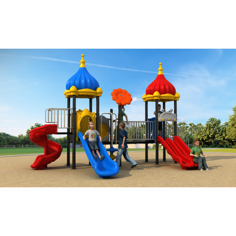2025 Cute Combined Animal Outdoor Playground Equipment Plastic Metal Slide for Kids in School & Resort Hotels