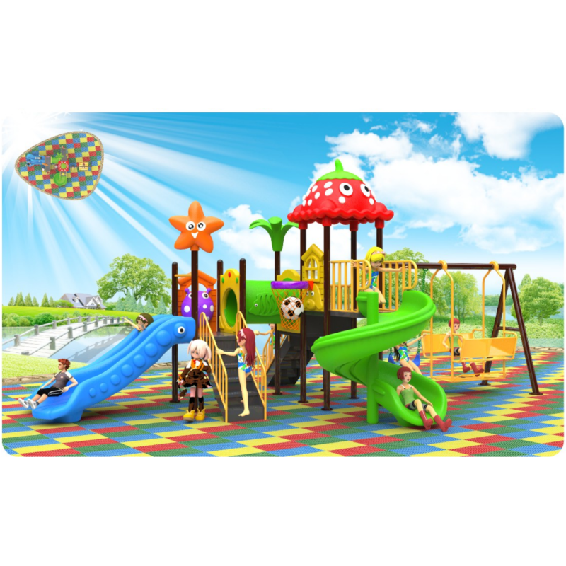 Custom Children's Outdoor Playground Equipment Easy Assembly  Backyard Playground Cartoon Theme for Sports Park PE