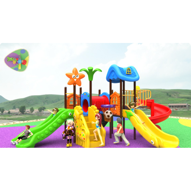 Custom Children's Outdoor Playground Equipment Easy Assembly  Backyard Playground Cartoon Theme for Sports Park PE