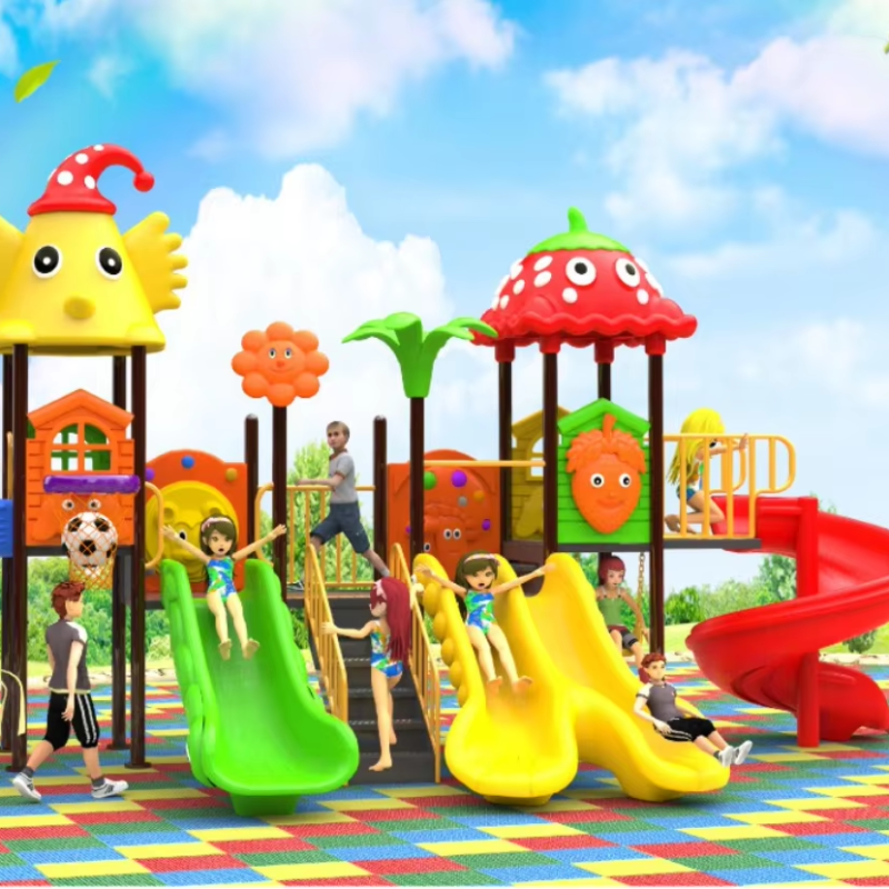 Custom Children's Outdoor Playground Equipment Easy Assembly  Backyard Playground Cartoon Theme for Sports Park PE