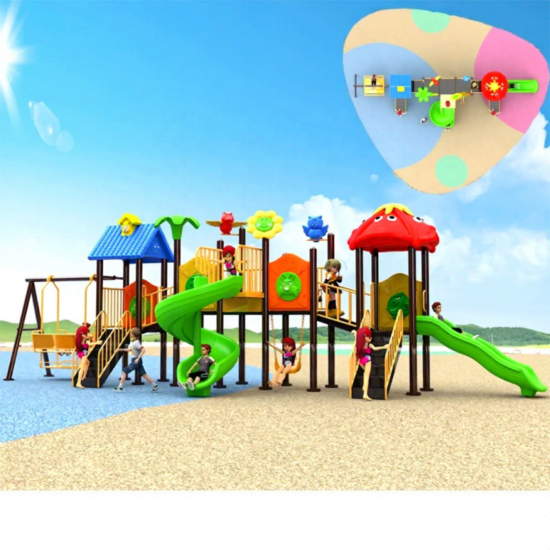 Eco-friendly Materials Kindergarten Children's Slide Outdoor Community Park Square Swing Toy Set Large Outdoor