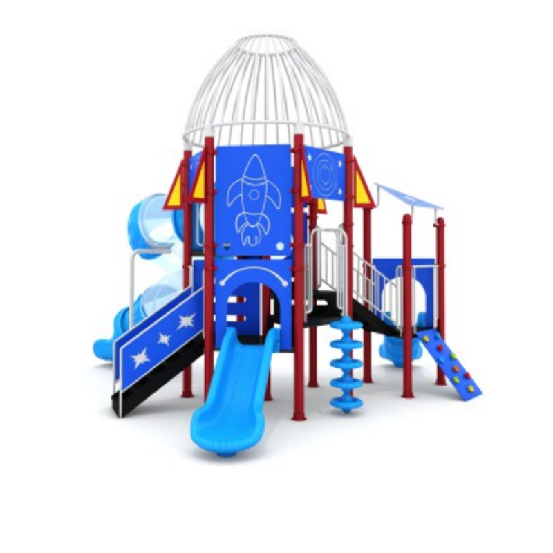 Blue Train Shaped Outdoor Small Amusement Park, Manufacturer Customized Amusement Facility Set for Sale, Kids Leisure Amusement