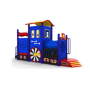 Blue Train Shaped Outdoor Small Amusement Park, Manufacturer Customized Amusement Facility Set for Sale, Kids Leisure Amusement