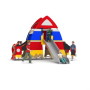 Blue Train Shaped Outdoor Small Amusement Park, Manufacturer Customized Amusement Facility Set for Sale, Kids Leisure Amusement