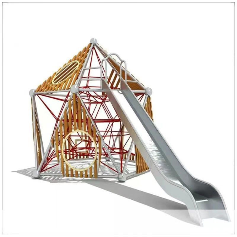 Hot Sale Outdoor Timber Playground Equipment Steel Plastic Slide Garden Tower for Residential School Use Wooden Backyard