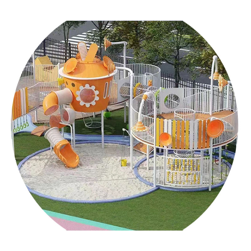 Hot Sale Outdoor Timber Playground Equipment Steel Plastic Slide Garden Tower for Residential School Use Wooden Backyard