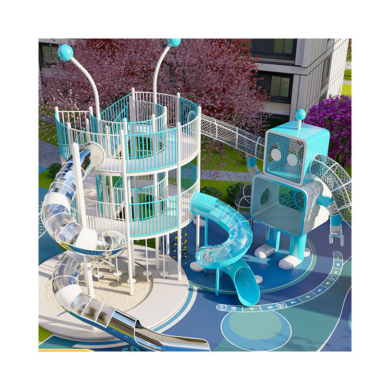 Large Outdoor Stainless Steel Slide Children's Non-powered Amusement Equipment for Garden Residential School Use