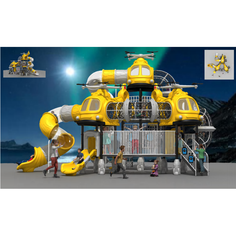 Newest Outdoor Playground Series Metal Plastic Helicopter Slide Children's Amusement Equipment for Resort Hotels