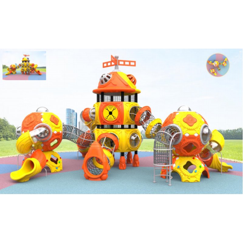 Newest Outdoor Playground Series Metal Plastic Helicopter Slide Children's Amusement Equipment for Resort Hotels