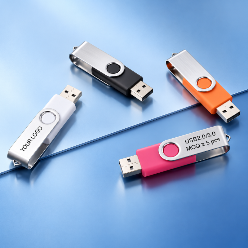 Custom Logo Swivel USB Flash Drive - 8GB-64GB