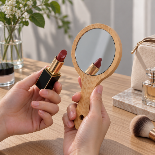 Natural Bamboo Handheld Mirror - Eco-Friendly & Lightweight