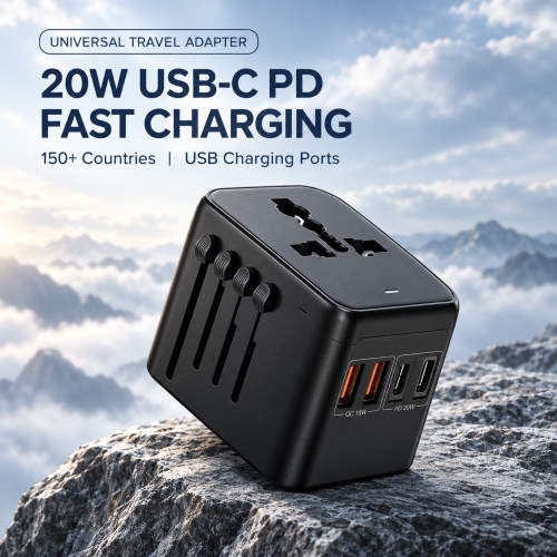 Universal Travel Adapter with 2 USB-C port & 2 USB-A port,Regular Version