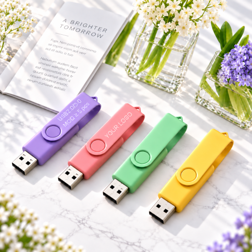 Custom Logo Swivel USB Flash Drive - 8GB-64GB