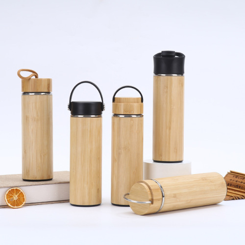 17oz Double Wall Bamboo Vacuum Water Bottle with Tea Infuser