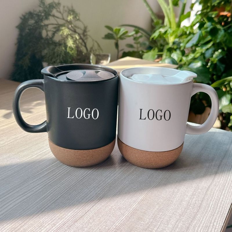 Ceramic Cork Mug with Lid - Insulated Coffee Cup