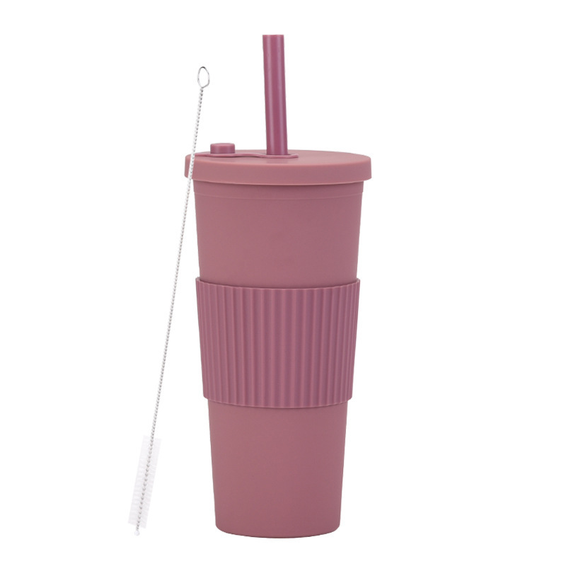 Opaque Double-Wall Plastic Tumbler 24oz with Straw
