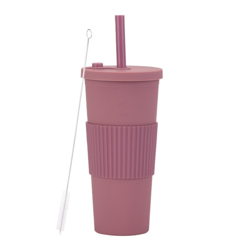 Opaque Double-Wall Plastic Tumbler 24oz with Straw