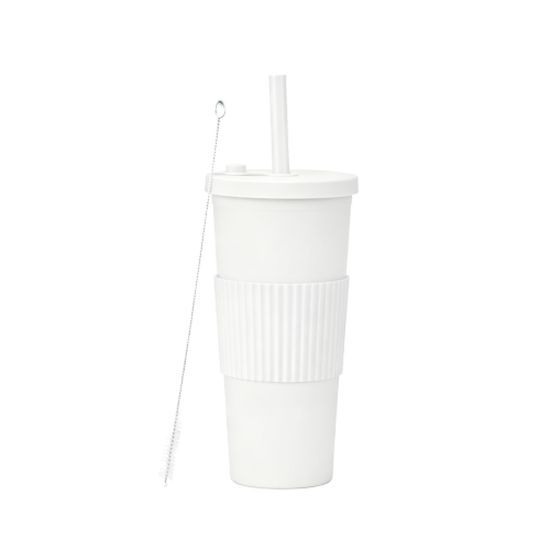 Opaque Double-Wall Plastic Tumbler 24oz with Straw