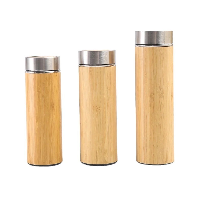 20oz Smart Bamboo Water Bottle with LED Temp & Tea Infuser