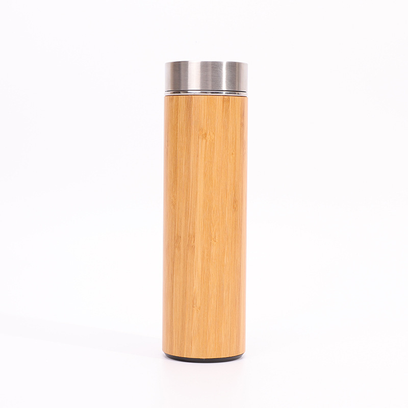 20oz Smart Bamboo Water Bottle with LED Temp & Tea Infuser