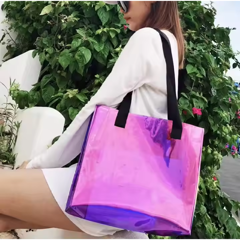 Custom Laser PVC Tote Bag, Eco-Friendly Heat-Pressed