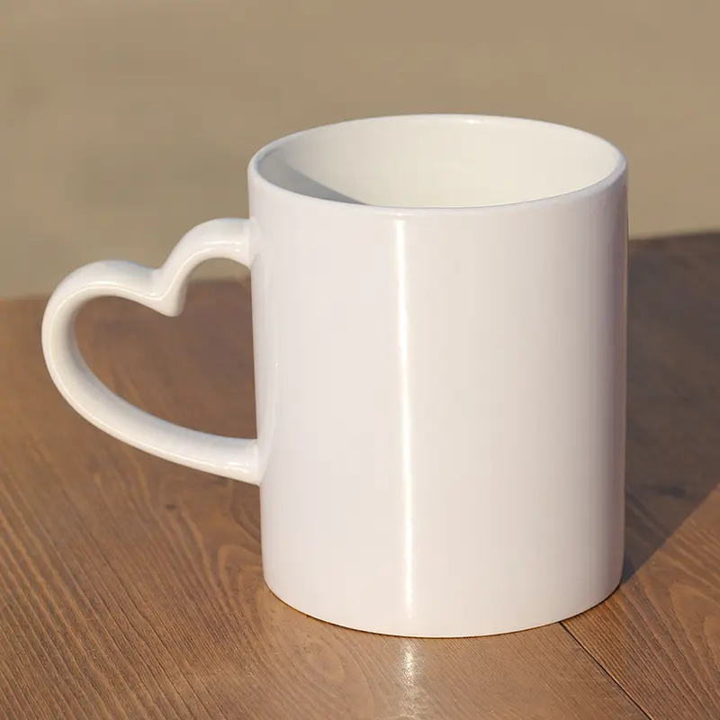 Personalized Heart Handle Ceramic Mug - Custom Stoneware Gift