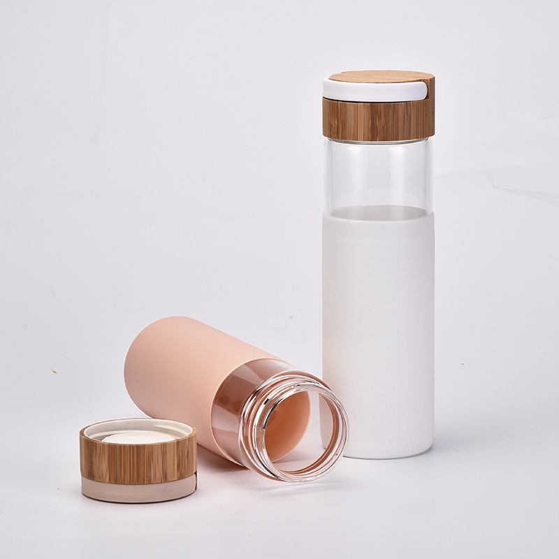 BPA-Free Glass Water Bottle with Silicone Sleeve & Fruit Infuser