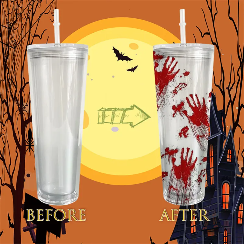 24oz Double Wall Plastic Clear Insulated Reusable Tumbler
