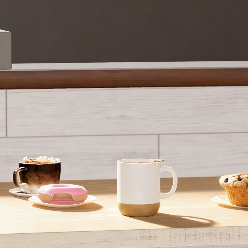 Ceramic Cork Mug with Lid - Insulated Coffee Cup