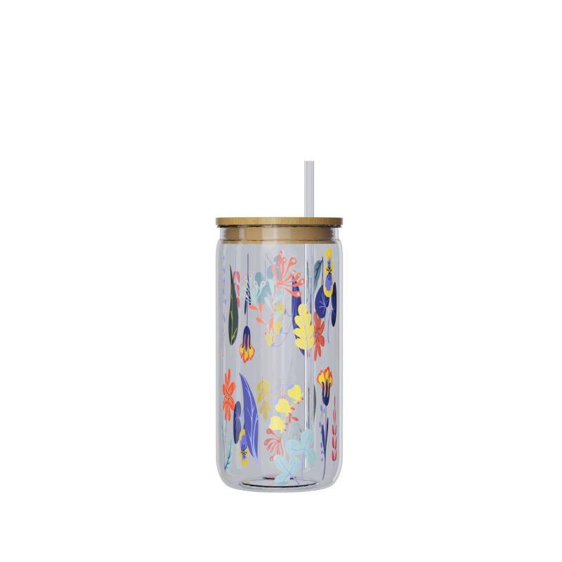 Borosilicate Glass Water Bottle with Straw - 16oz Leakproof