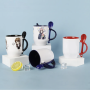 Heat-Reactive Color Changing Ceramic Mug with Spoon