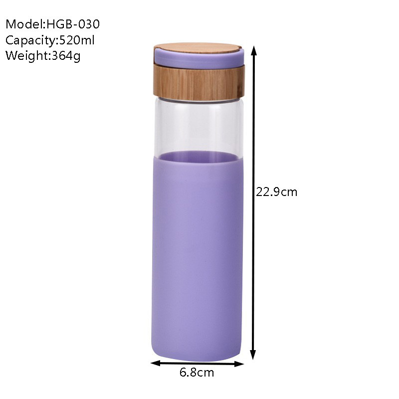 BPA-Free Glass Water Bottle with Silicone Sleeve & Fruit Infuser