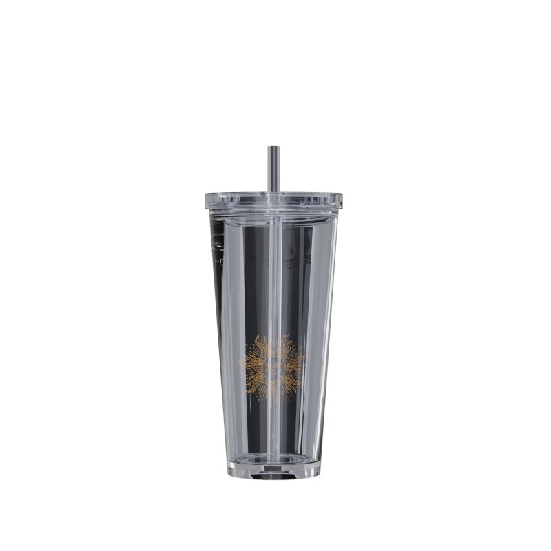 24oz Double Wall Plastic Clear Insulated Reusable Tumbler