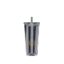 24oz Double Wall Plastic Clear Insulated Reusable Tumbler