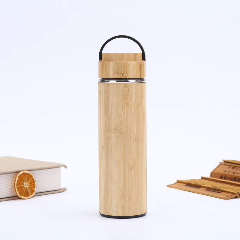 17oz Double Wall Bamboo Vacuum Water Bottle with Tea Infuser