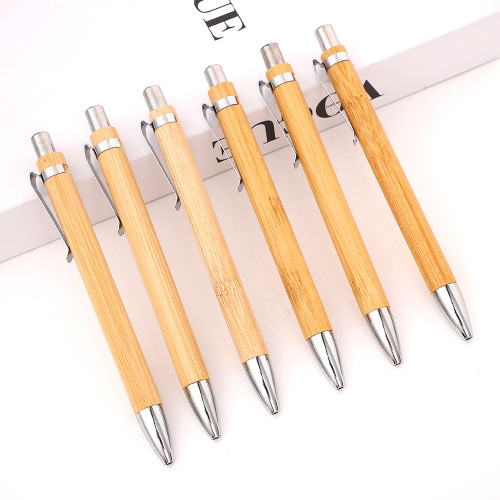 Eco-Friendly Bamboo Retractable Ballpoint Pen - Smooth & Refillable