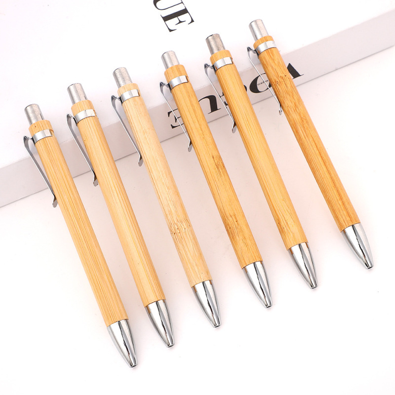 Eco-Friendly Bamboo Retractable Ballpoint Pen - Smooth & Refillable