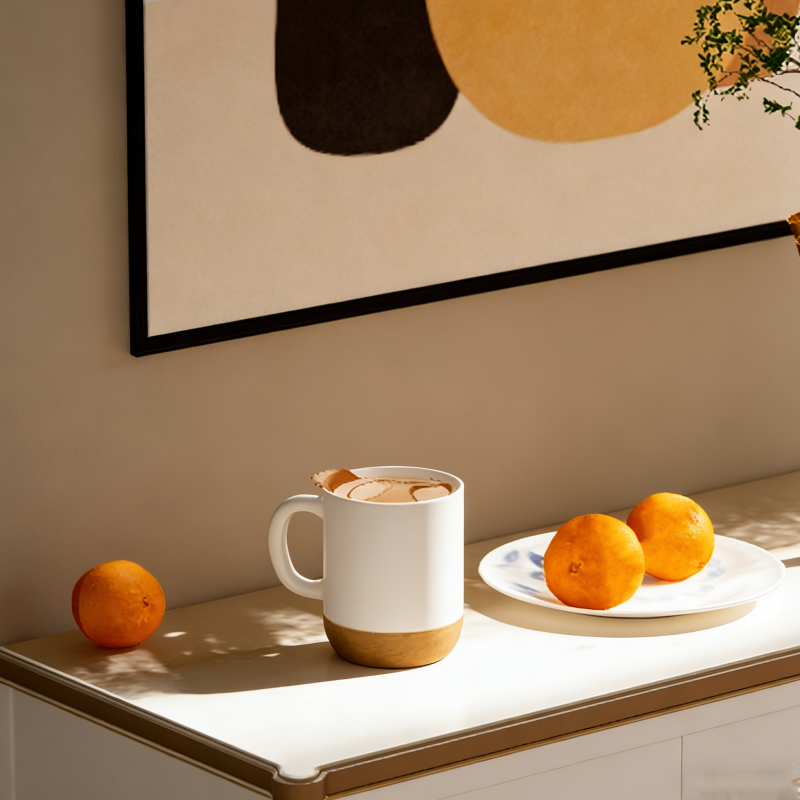 Ceramic Cork Mug with Lid - Insulated Coffee Cup