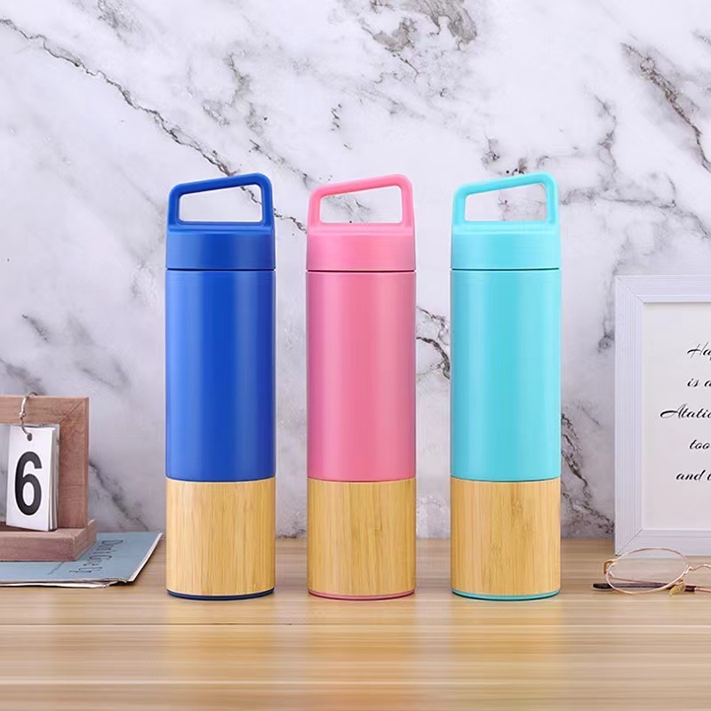 19oz Bamboo Stainless Steel Vacuum Flask Insulated Water Bottle