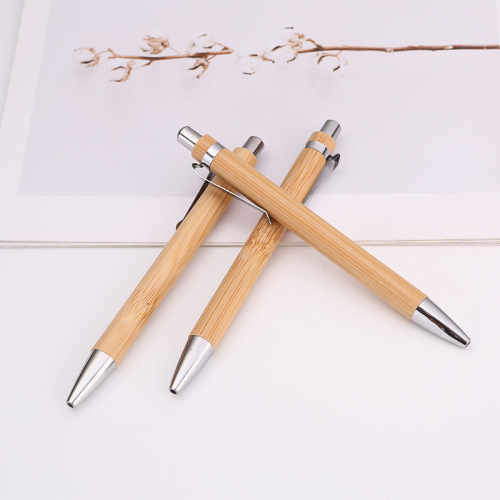 Eco-Friendly Bamboo Retractable Ballpoint Pen - Smooth & Refillable