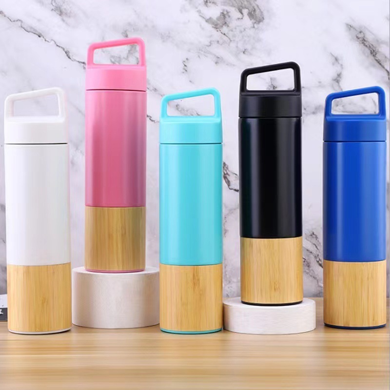 19oz Bamboo Stainless Steel Vacuum Flask Insulated Water Bottle