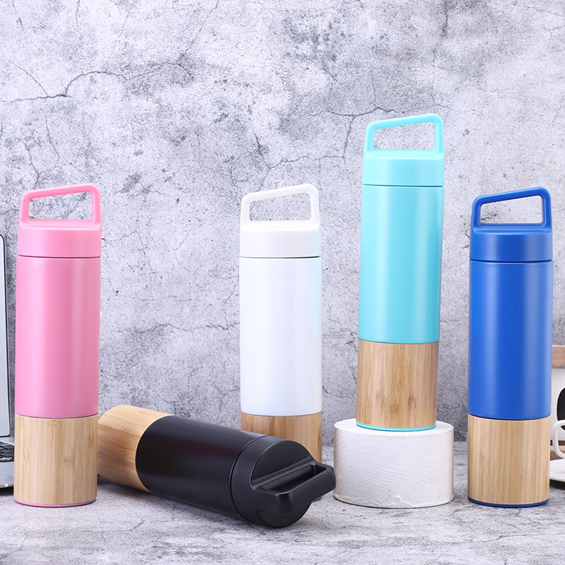 19oz Bamboo Stainless Steel Vacuum Flask Insulated Water Bottle