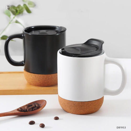 Ceramic Cork Mug with Lid - Insulated Coffee Cup