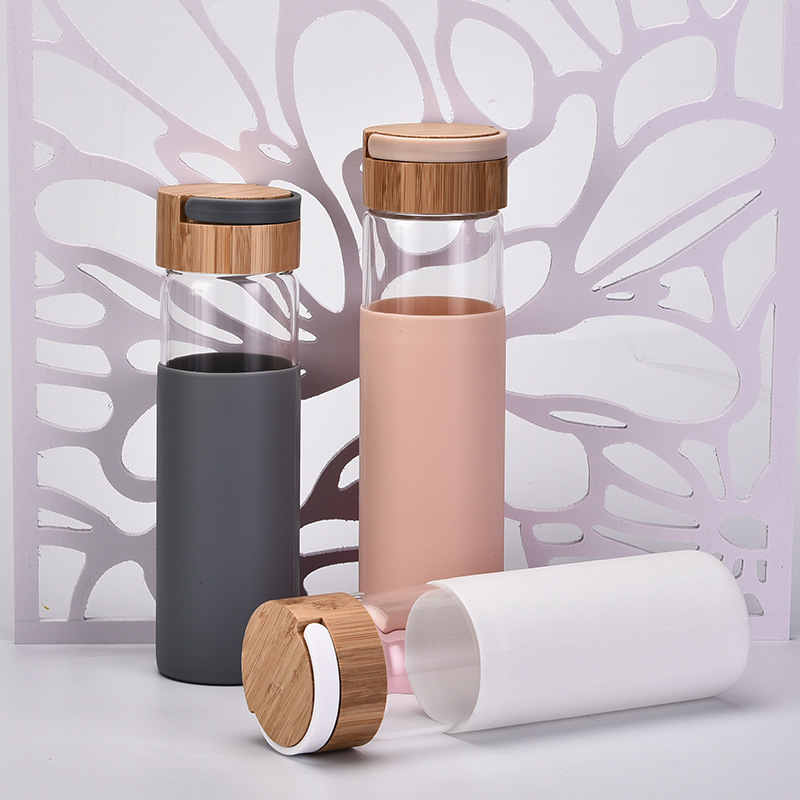 BPA-Free Glass Water Bottle with Silicone Sleeve & Fruit Infuser