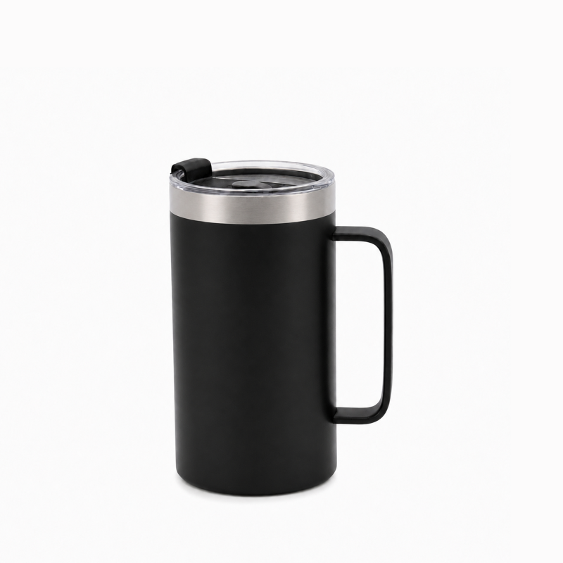 20 oz Vacuum Insulated Coffee Mug with Handle & Spill-Resistant Push-On Sliding Lid