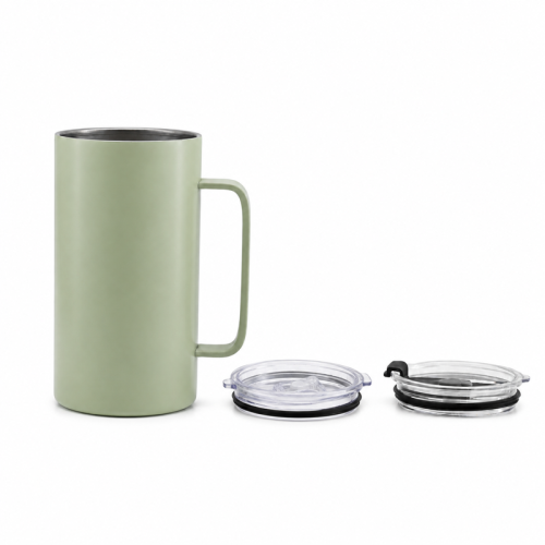 20 oz Vacuum Insulated Coffee Mug with Handle & Spill-Resistant Push-On Sliding Lid
