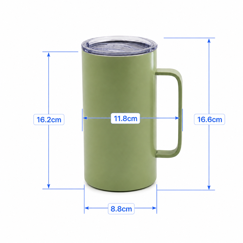 20 oz Vacuum Insulated Coffee Mug with Handle & Spill-Resistant Push-On Sliding Lid