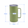 20 oz Vacuum Insulated Coffee Mug with Handle & Spill-Resistant Push-On Sliding Lid