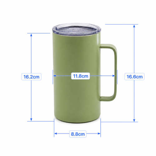 20 oz Vacuum Insulated Coffee Mug with Handle & Spill-Resistant Push-On Sliding Lid